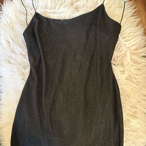 Backless Black Glitter Dress